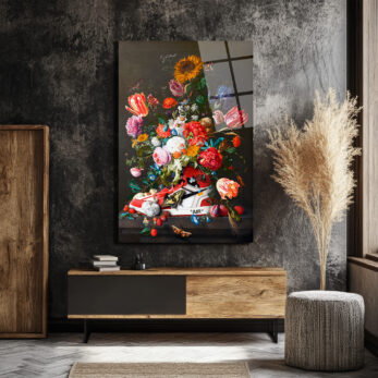 Çiçek Buketi Temalı Modern Sanat Cam Tablo - Glazella Çiçek Buketi Temalı Modern Sanat Cam Tablo - Glazella