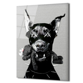 Asi Doberman ve Arkadaşı Modern Cam Tablo