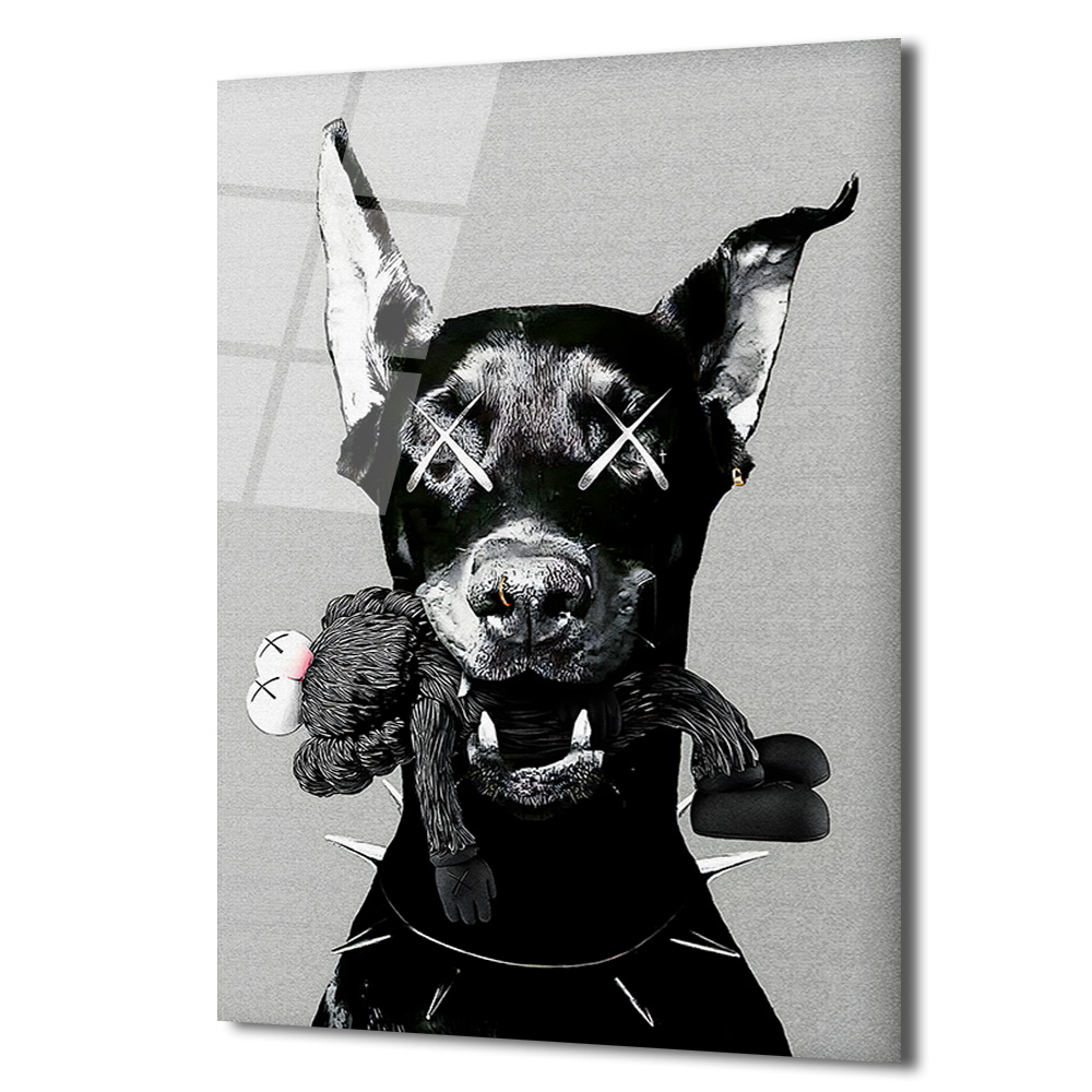 Asi Doberman ve Arkadaşı Modern Cam Tablo Duvar Dekoru Asi Doberman ve Arkadaşı Modern Cam Tablo