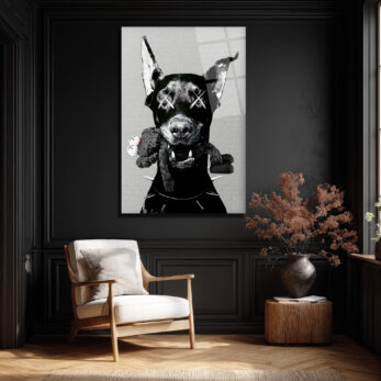Asi Doberman ve Arkadaşı Modern Cam Tablo - Glazella Asi Doberman ve Arkadaşı Modern Cam Tablo - Glazella