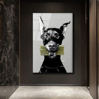 Para Getiren Güçlü Doberman Cam Tablo - Lüks ve Modern Duvar Sanatı - Glazella Para Getiren Güçlü Doberman Cam Tablo - Lüks ve Modern Duvar Sanatı - Glazella