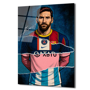 Lionel Messi Efsanesi: Parçalı Formalar Sanat Cam Tablo