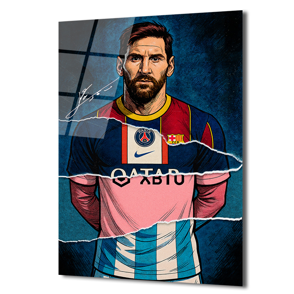 Lionel Messi Efsanesi: Parçalı Formalar Sanat Cam Tablo Duvar Dekoru Lionel Messi Efsanesi: Parçalı Formalar Sanat Cam Tablo
