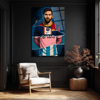 Lionel Messi Efsanesi: Parçalı Formalar Sanat Cam Tablo - Glazella Lionel Messi Efsanesi: Parçalı Formalar Sanat Cam Tablo - Glazella