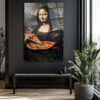 Mona Lisa Pizza Keyfi Cam Tablo - Modern Sanat Dokunuşu Duvar Dekoru Mona Lisa Pizza Keyfi Cam Tablo - Modern Sanat Dokunuşu