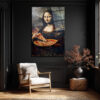 Mona Lisa Pizza Keyfi Cam Tablo - Modern Sanat Dokunuşu Duvar Dekoru Mona Lisa Pizza Keyfi Cam Tablo - Modern Sanat Dokunuşu