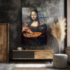 Mona Lisa Pizza Keyfi Cam Tablo - Modern Sanat Dokunuşu Duvar Dekoru Mona Lisa Pizza Keyfi Cam Tablo - Modern Sanat Dokunuşu