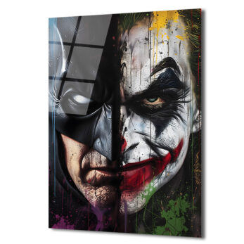 Batman ve Joker Düellosu Sanatsal Cam Tablo