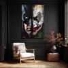 Batman ve Joker Düellosu Sanatsal Cam Tablo Duvar Dekoru Batman ve Joker Düellosu Sanatsal Cam Tablo