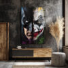Batman ve Joker Düellosu Sanatsal Cam Tablo Duvar Dekoru Batman ve Joker Düellosu Sanatsal Cam Tablo