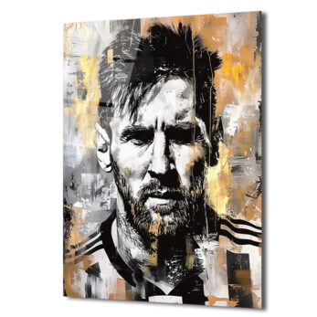 Efsane Lionel Messi Sanatsal Cam Tablo - Modern Soyut Portre