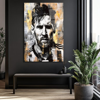 Efsane Lionel Messi Sanatsal Cam Tablo - Modern Soyut Portre - Glazella