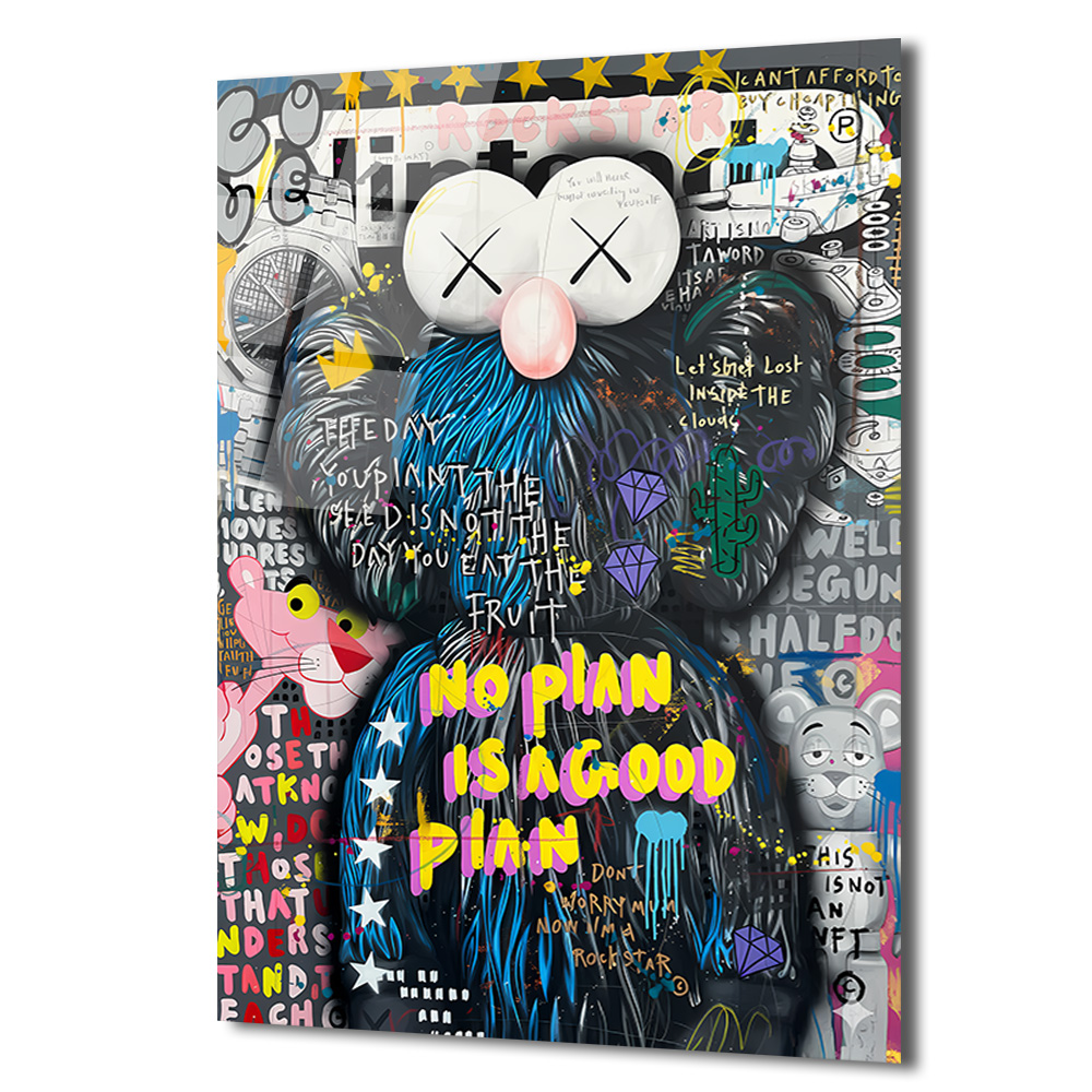 Urban Pop Art Temalı Cam Tablo - No Plan İyi Bir Plan Duvar Dekoru Urban Pop Art Temalı Cam Tablo - No Plan İyi Bir Plan