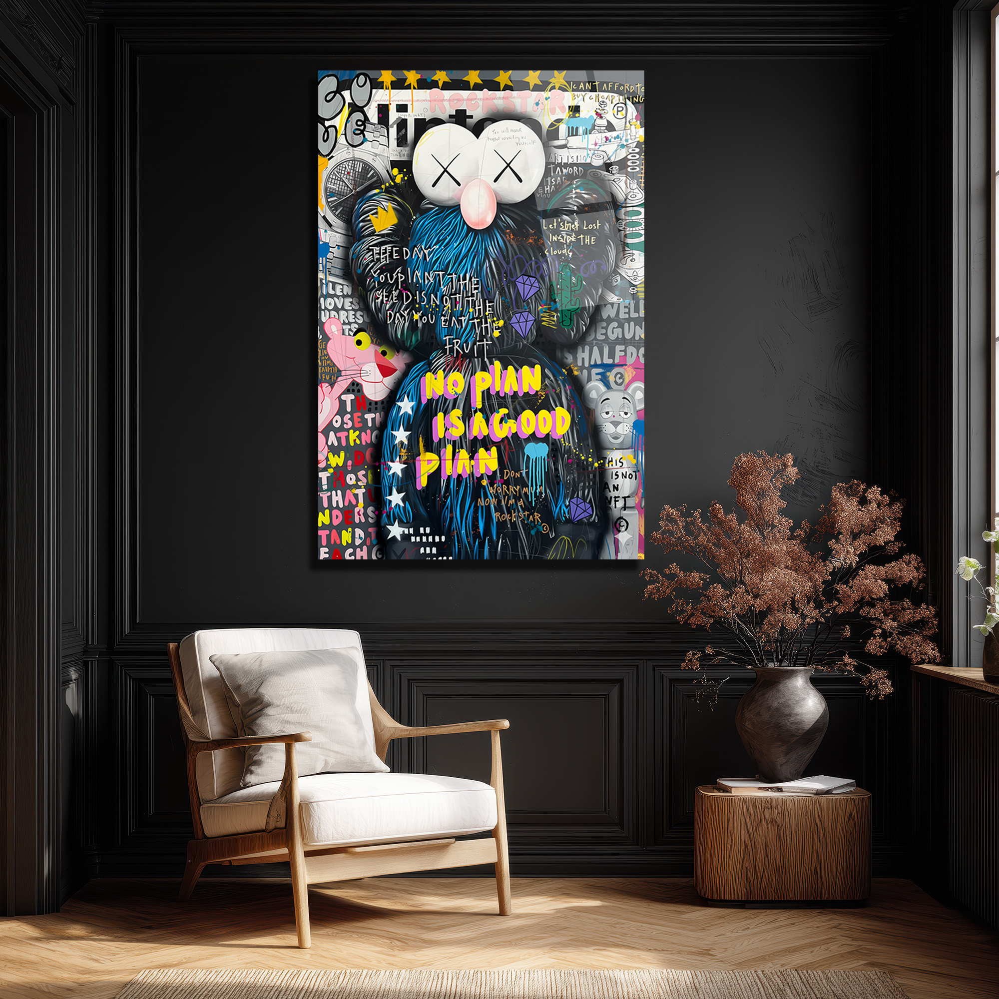 Urban Pop Art Temalı Cam Tablo - No Plan İyi Bir Plan Duvar Dekoru Urban Pop Art Temalı Cam Tablo - No Plan İyi Bir Plan