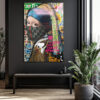 Banksy Esintili İnci Küpeli Kız Maskeli Modern Cam Tablo Duvar Dekoru Banksy Esintili İnci Küpeli Kız Maskeli Modern Cam Tablo