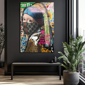 Banksy Esintili İnci Küpeli Kız Maskeli Modern Cam Tablo - Glazella Banksy Esintili İnci Küpeli Kız Maskeli Modern Cam Tablo - Glazella