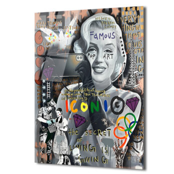 Marilyn Monroe Pop Art Graffiti Cam Tablo - İkonik Duvar Sanatı