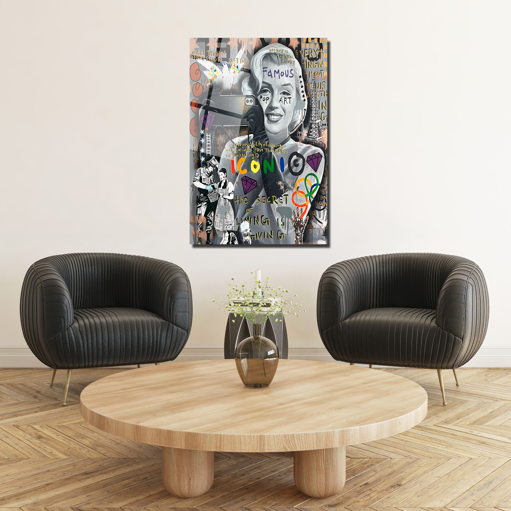 Marilyn Monroe Pop Art Graffiti Cam Tablo - İkonik Duvar Sanatı Duvar Dekoru Marilyn Monroe Pop Art Graffiti Cam Tablo - İkonik Duvar Sanatı