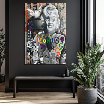 Marilyn Monroe Pop Art Graffiti Cam Tablo - İkonik Duvar Sanatı - Glazella