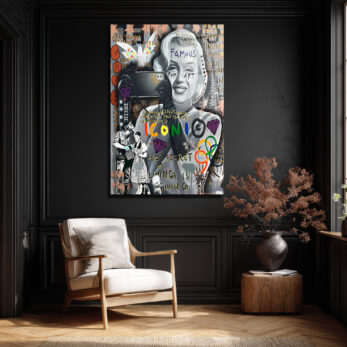 Marilyn Monroe Pop Art Graffiti Cam Tablo - İkonik Duvar Sanatı - Glazella
