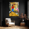 Hayallerini Çizen Çocuk Pop Art Cam Tablo | Altın Külçeleri Teması Duvar Dekoru Hayallerini Çizen Çocuk Pop Art Cam Tablo | Altın Külçeleri Teması