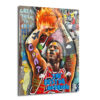 Michael Jordan'ın alevli bir basketbol topunu tutarken resmedildiği, canlı renklerde graffiti ve pop art öğeleriyle dolu bir cam tablo. Arka planda Simpsonlar karakteri ve Grendizer gibi detaylar, modern sokak sanatı tarzında işlenmiştir.