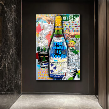 Lüks ve Asi Ruh: Dünya Senin Pop Art Şampanya Cam Tablo - Glazella Lüks ve Asi Ruh: Dünya Senin Pop Art Şampanya Cam Tablo - Glazella