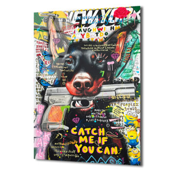 Catch Me If You Can Doberman Urban Sanat Cam Tablo
