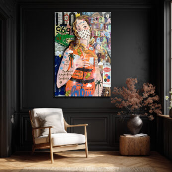 Urban Pop Art Kraliçe Maskeli Çağdaş Sanat Cam Tablo - Glazella Urban Pop Art Kraliçe Maskeli Çağdaş Sanat Cam Tablo - Glazella