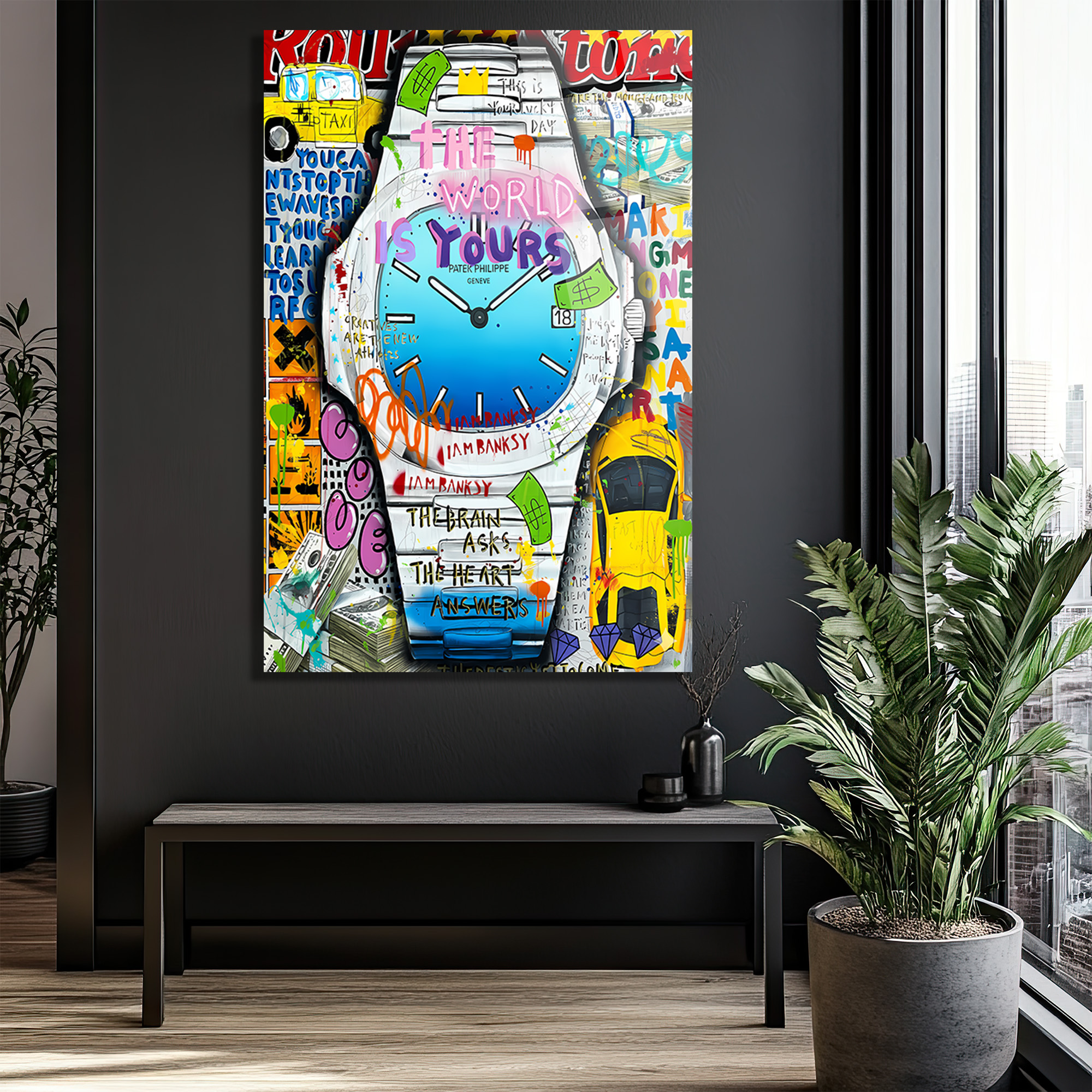 The World Is Yours Urban Sanat Cam Tablo Duvar Dekoru The World Is Yours Urban Sanat Cam Tablo