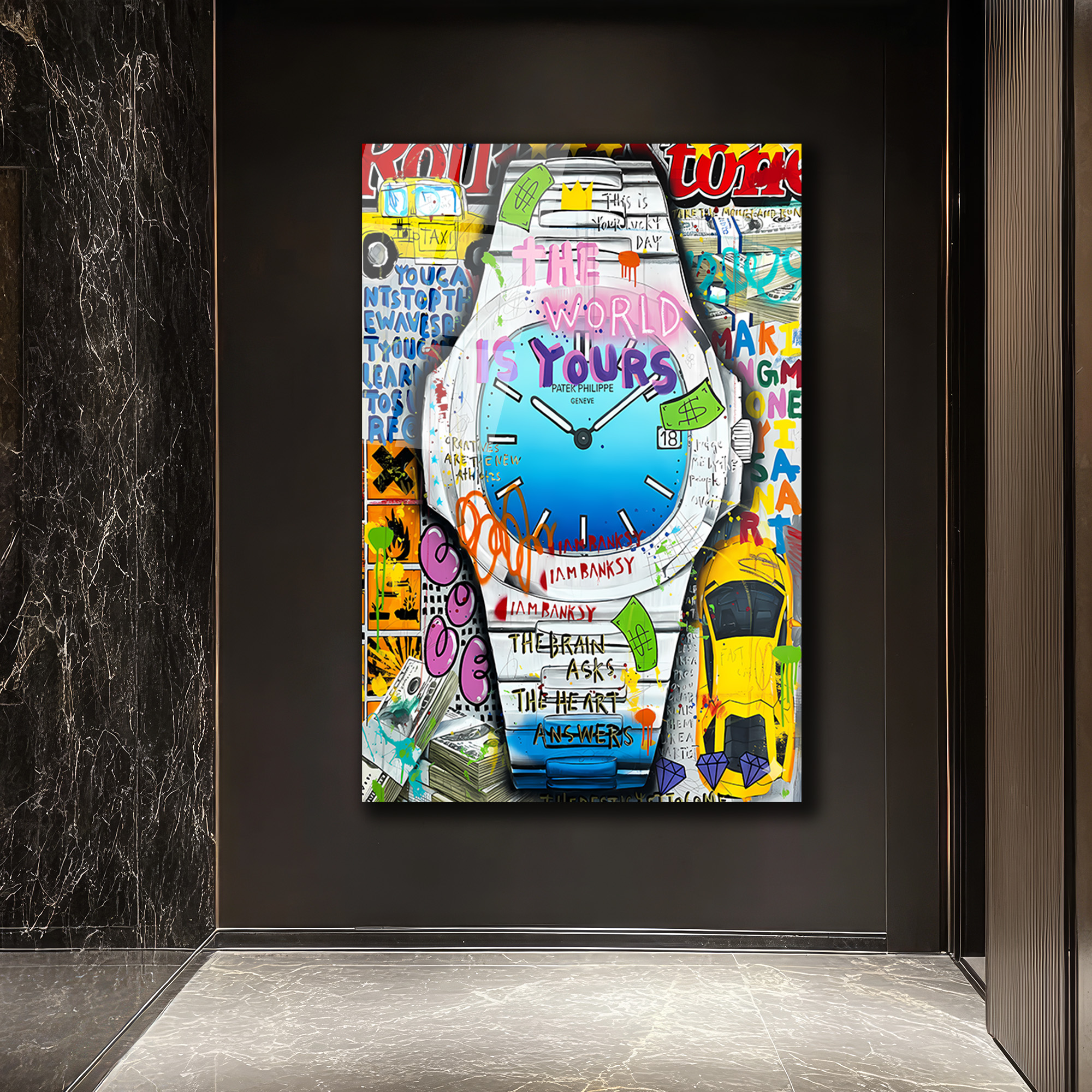 The World Is Yours Urban Sanat Cam Tablo Duvar Dekoru The World Is Yours Urban Sanat Cam Tablo