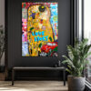 Klimt Aşk Hikayesi Pop Art Cam Tablo | Lüks Duvar Sanatı