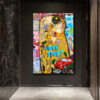Klimt Aşk Hikayesi Pop Art Cam Tablo | Lüks Duvar Sanatı
