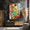 Klimt Aşk Hikayesi Pop Art Cam Tablo | Lüks Duvar Sanatı