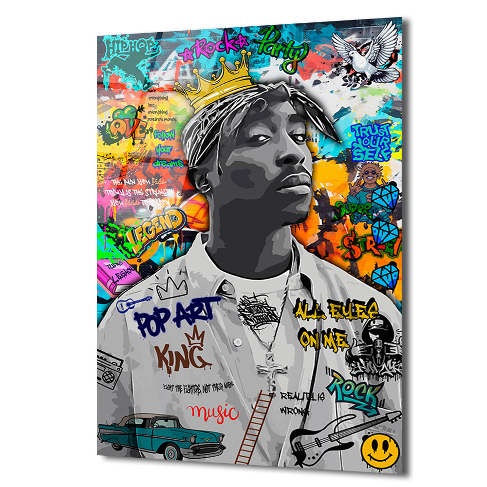 Tupac Graffiti Cam Tablo | Urban Sanat ve Hip-Hop Ruhu Duvar Dekoru Tupac Graffiti Cam Tablo | Urban Sanat ve Hip-Hop Ruhu
