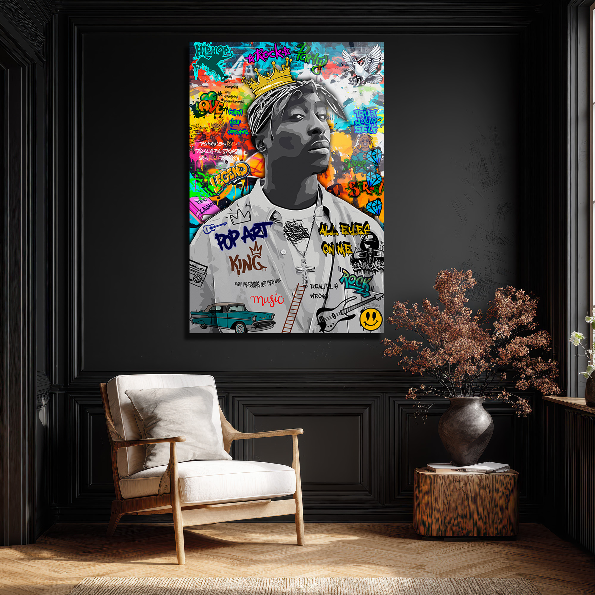 Tupac Graffiti Cam Tablo | Urban Sanat ve Hip-Hop Ruhu Duvar Dekoru Tupac Graffiti Cam Tablo | Urban Sanat ve Hip-Hop Ruhu