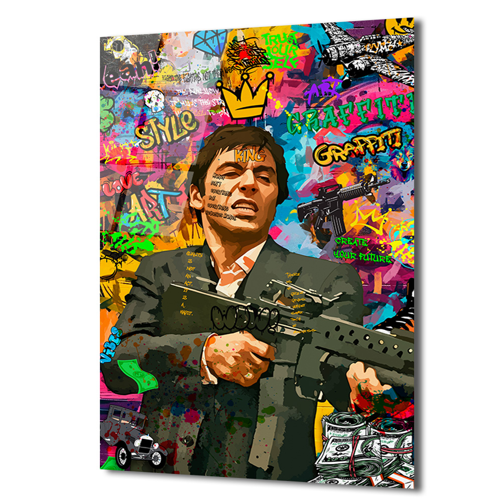 Asi Ruh Tony Montana Graffiti Cam Tablo Duvar Dekoru Asi Ruh Tony Montana Graffiti Cam Tablo