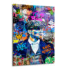 Urban King Tommy Shelby Graffiti Cam Tablo Duvar Dekoru Graffiti ve sokak sanatı tarzında, şapkalı takım elbiseli karizmatik bir adamın (Tommy Shelby'yi andıran) renkli portresi. Arka planda para yığınları, dolar işaretleri, bir kurt ve kral tacı gibi semboller ile canlı boya sıçramaları ve graffiti yazıları bulunuyor. Resimde "KING" ve "MAKE MONEY" gibi ifadeler dikkat çekiyor.