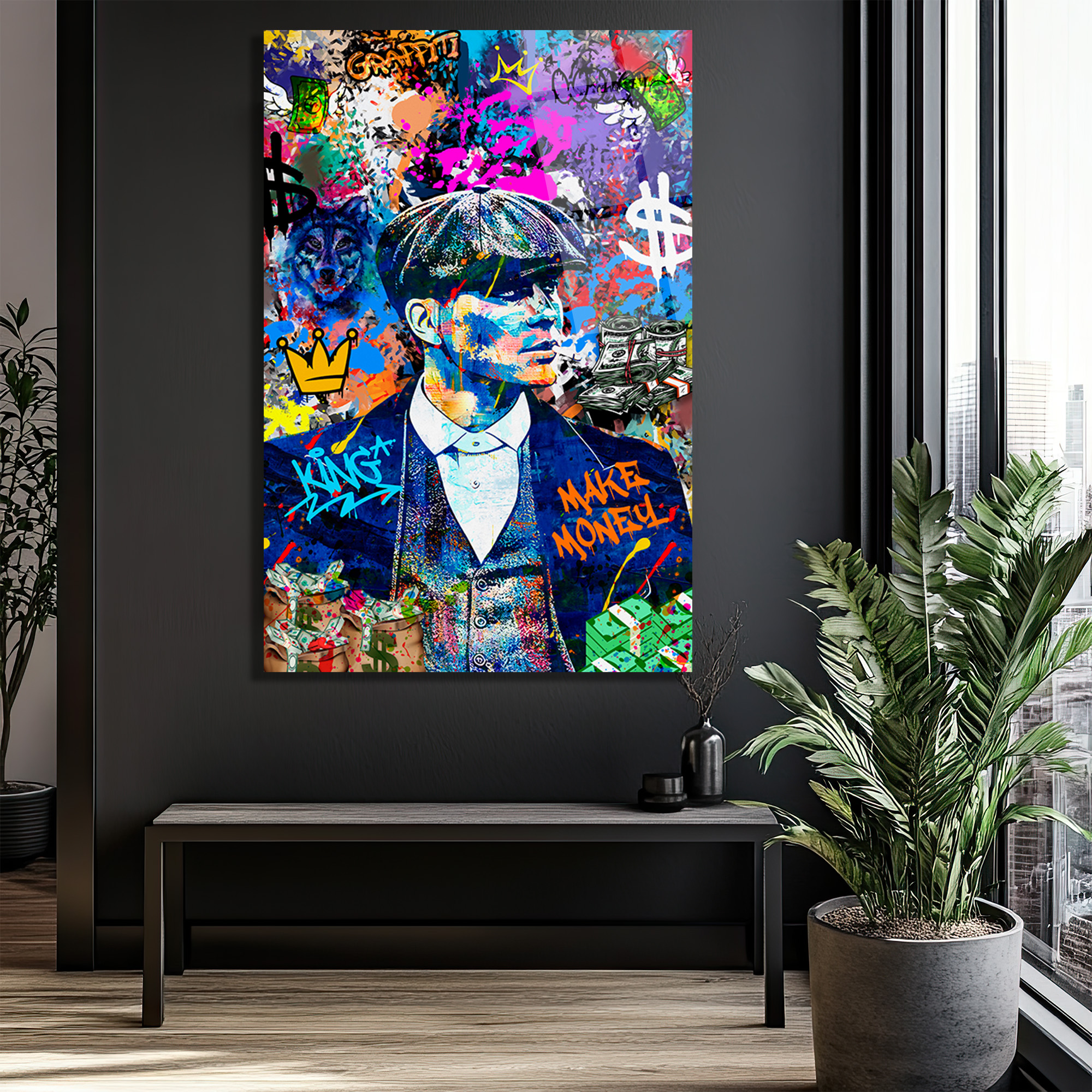 Urban King Tommy Shelby Graffiti Cam Tablo Duvar Dekoru Urban King Tommy Shelby Graffiti Cam Tablo