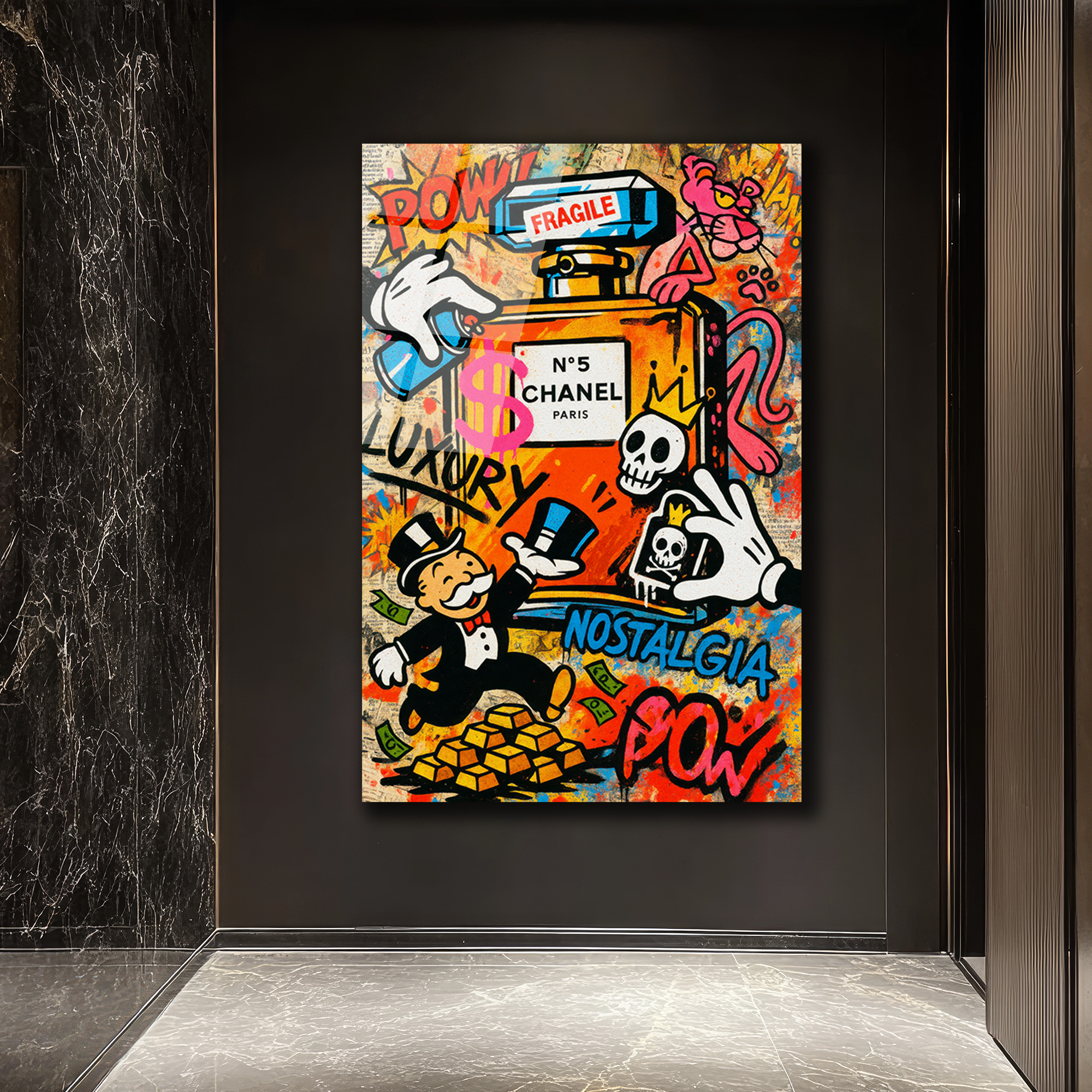 Lüks ve Nostalji Buluşması: Pop Art Cam Tablo Duvar Dekoru Lüks ve Nostalji Buluşması: Pop Art Cam Tablo