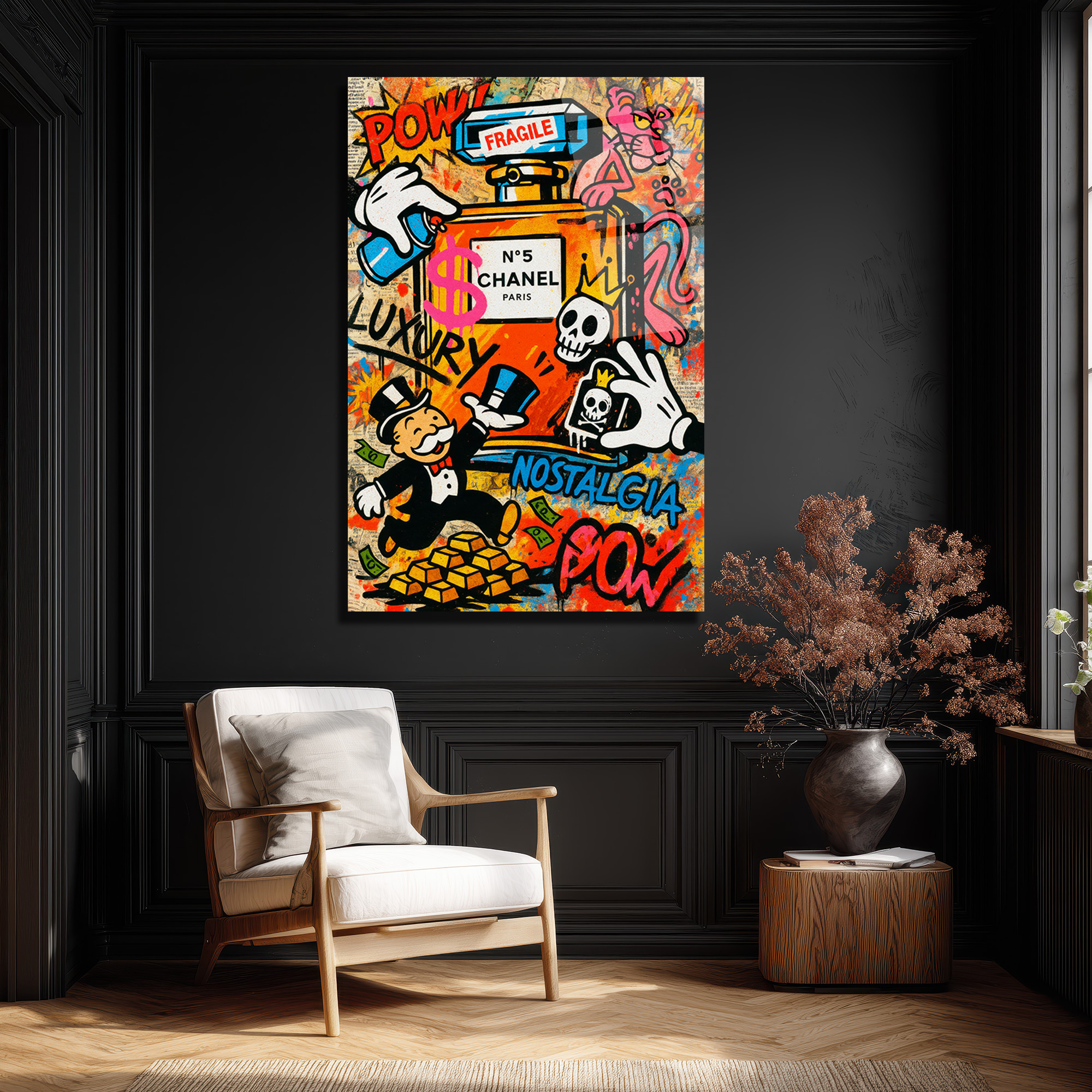 Lüks ve Nostalji Buluşması: Pop Art Cam Tablo Duvar Dekoru Lüks ve Nostalji Buluşması: Pop Art Cam Tablo