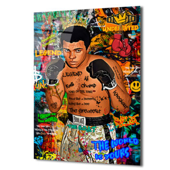 Muhammed Ali Efsanesi Pop Art Graffiti Cam Tablo