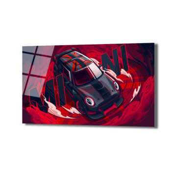 Mini Cooper Hız ve Tutku Cam Tablo - Modern Duvar Sanatı - Glazella