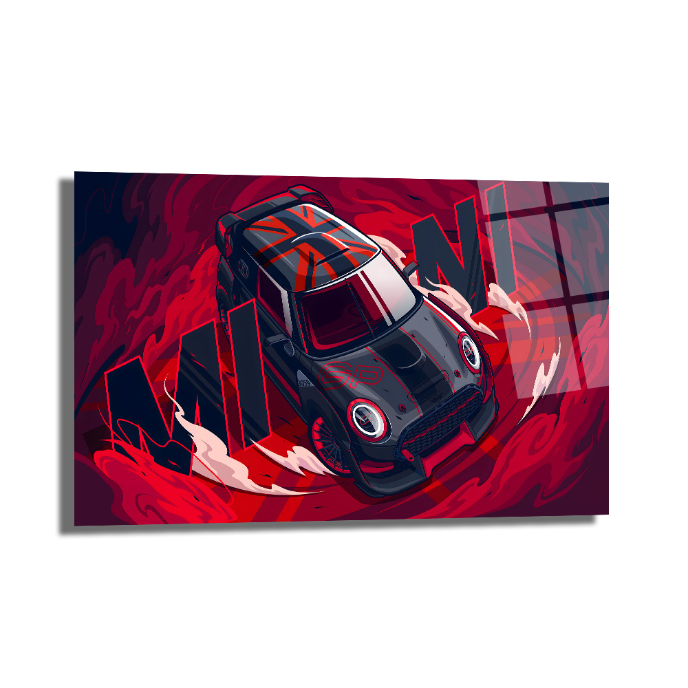 Mini Cooper Hız ve Tutku Cam Tablo - Modern Duvar Sanatı Duvar Dekoru Mini Cooper Hız ve Tutku Cam Tablo - Modern Duvar Sanatı