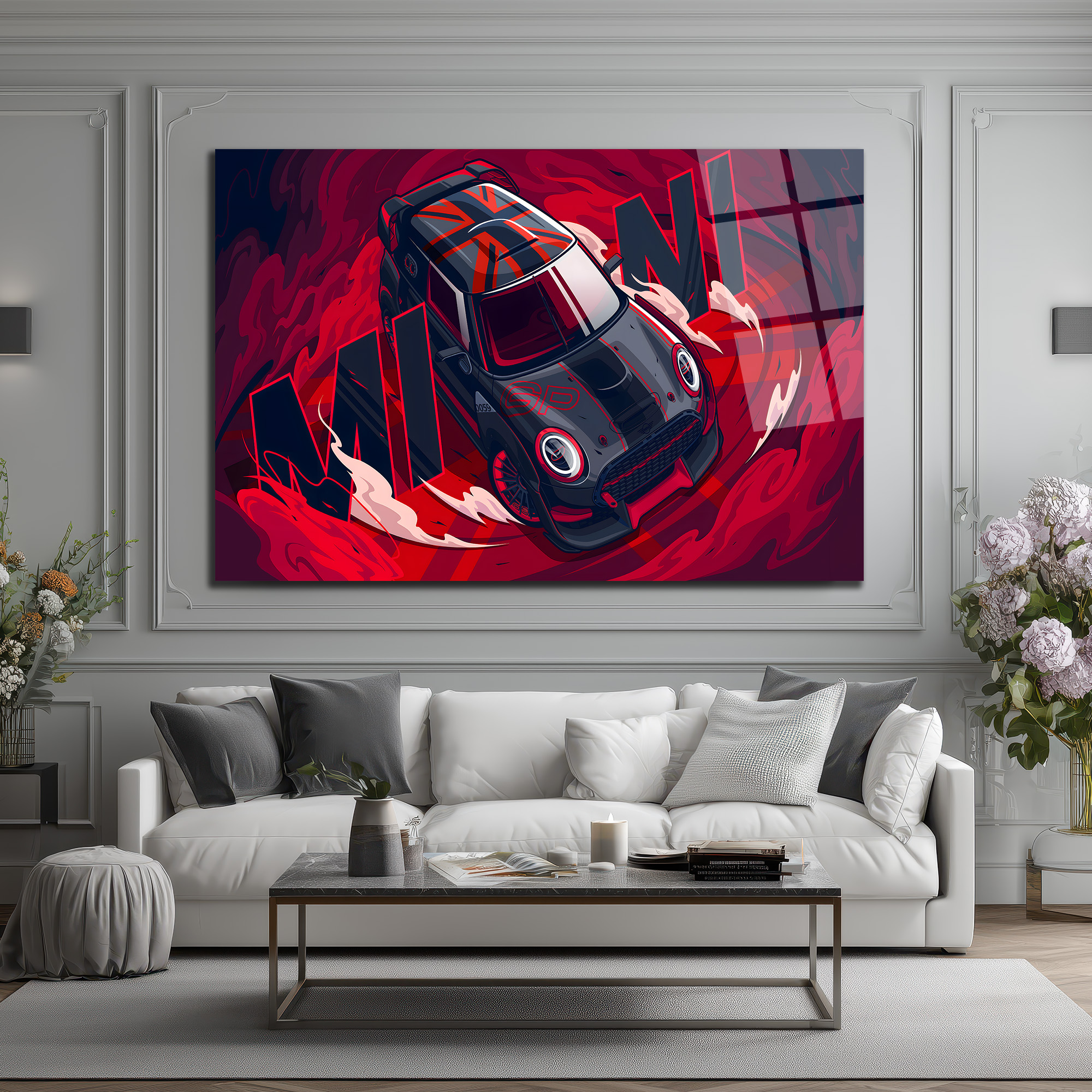 Mini Cooper Hız ve Tutku Cam Tablo - Modern Duvar Sanatı Duvar Dekoru Mini Cooper Hız ve Tutku Cam Tablo - Modern Duvar Sanatı