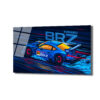 Adrenalin Dolu Subaru BRZ Yarış Arabası Cam Tablo Duvar Dekoru Dinamik bir illüstrasyon stilinde çizilmiş, mavi renkli bir Subaru BRZ yarış arabasının hızla ilerlediği, arkasında mavi duman ve kırmızı-sarı hız çizgileri bıraktığı bir cam tablo. Araba üzerinde 'SUBARU BRZ' ve '61' numarası yazılı.