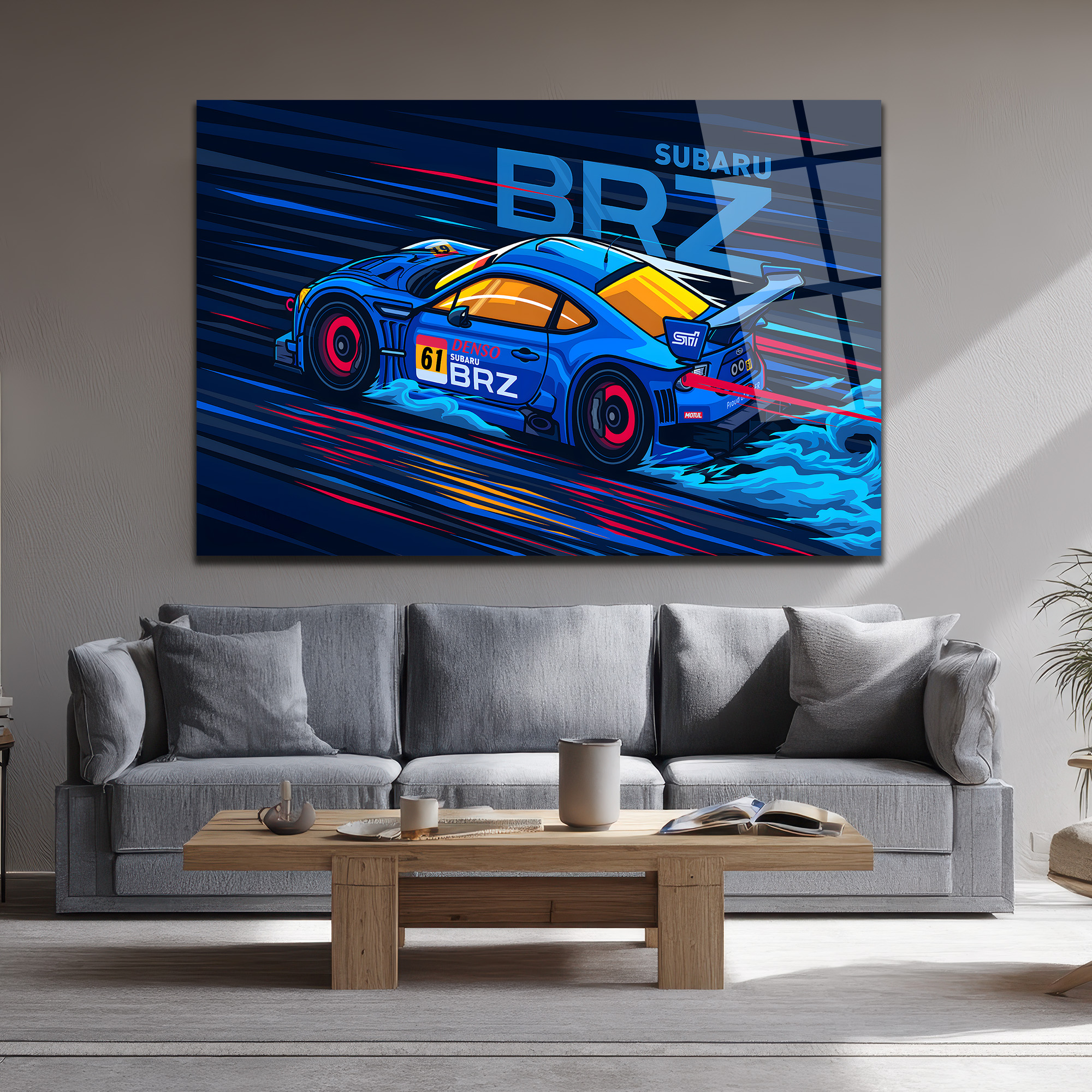 Adrenalin Dolu Subaru BRZ Yarış Arabası Cam Tablo Duvar Dekoru Adrenalin Dolu Subaru BRZ Yarış Arabası Cam Tablo