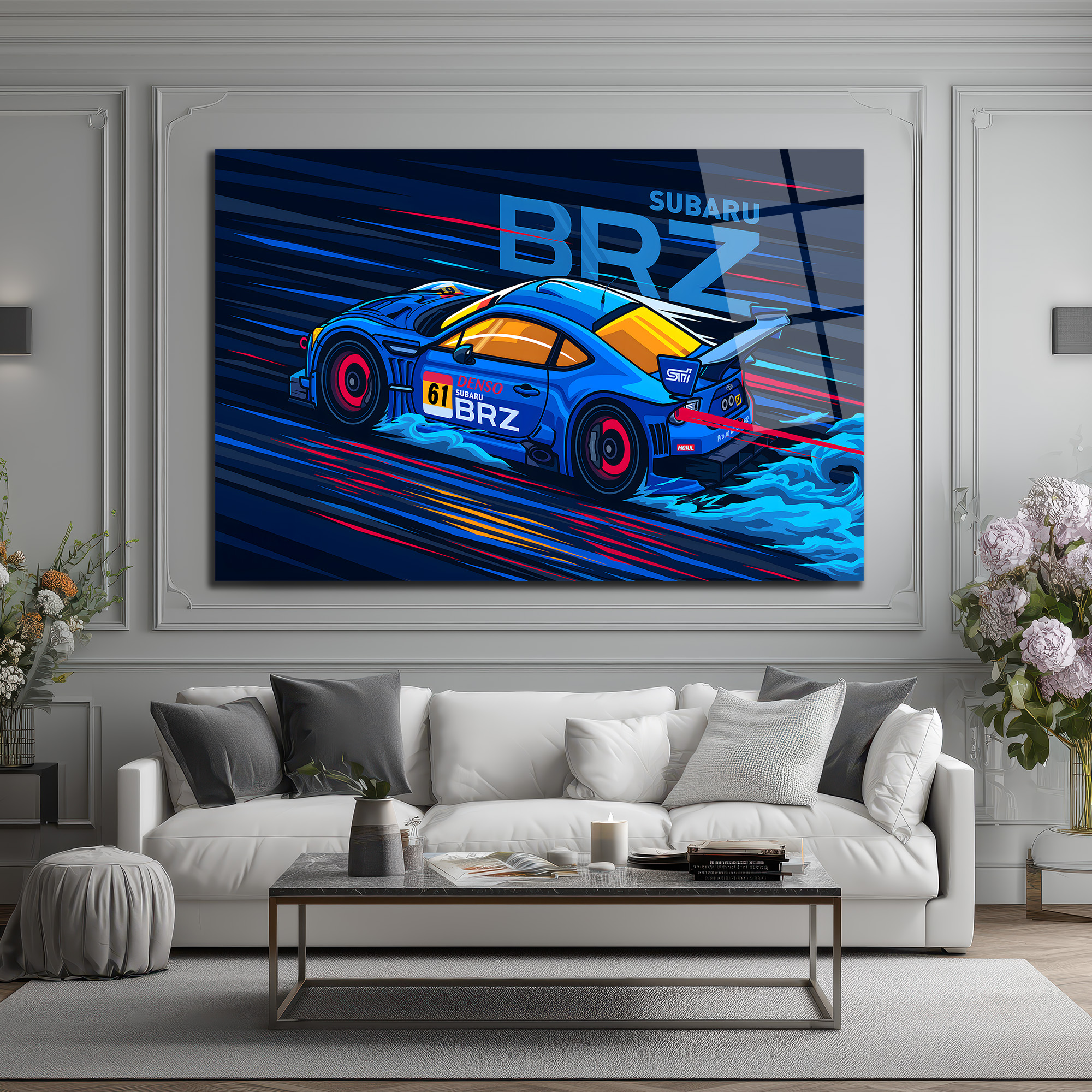 Adrenalin Dolu Subaru BRZ Yarış Arabası Cam Tablo Duvar Dekoru Adrenalin Dolu Subaru BRZ Yarış Arabası Cam Tablo