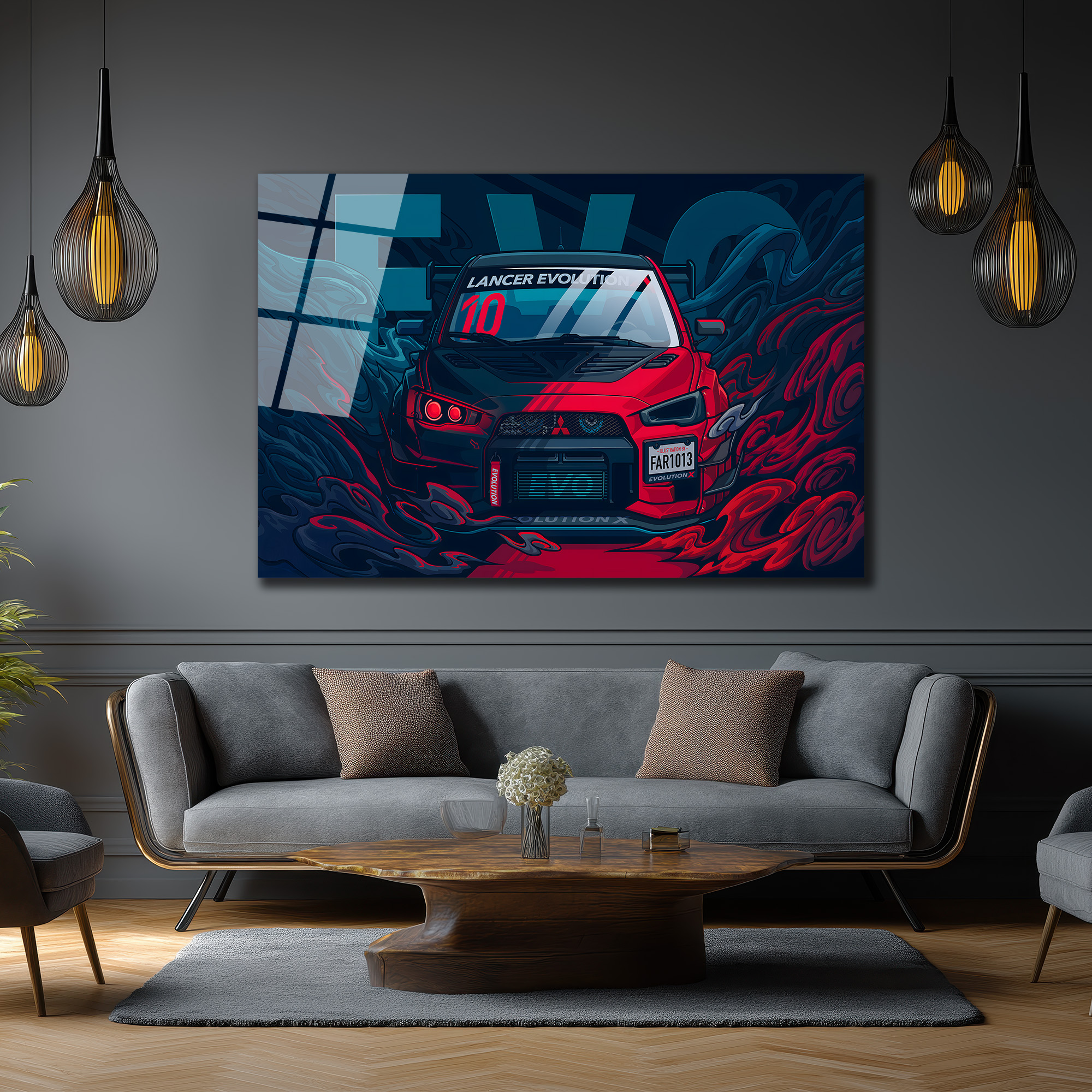 Lancer Evolution X Cam Tablo: Hızın ve Gücün Sanatsal Yansıması Duvar Dekoru Lancer Evolution X Cam Tablo: Hızın ve Gücün Sanatsal Yansıması