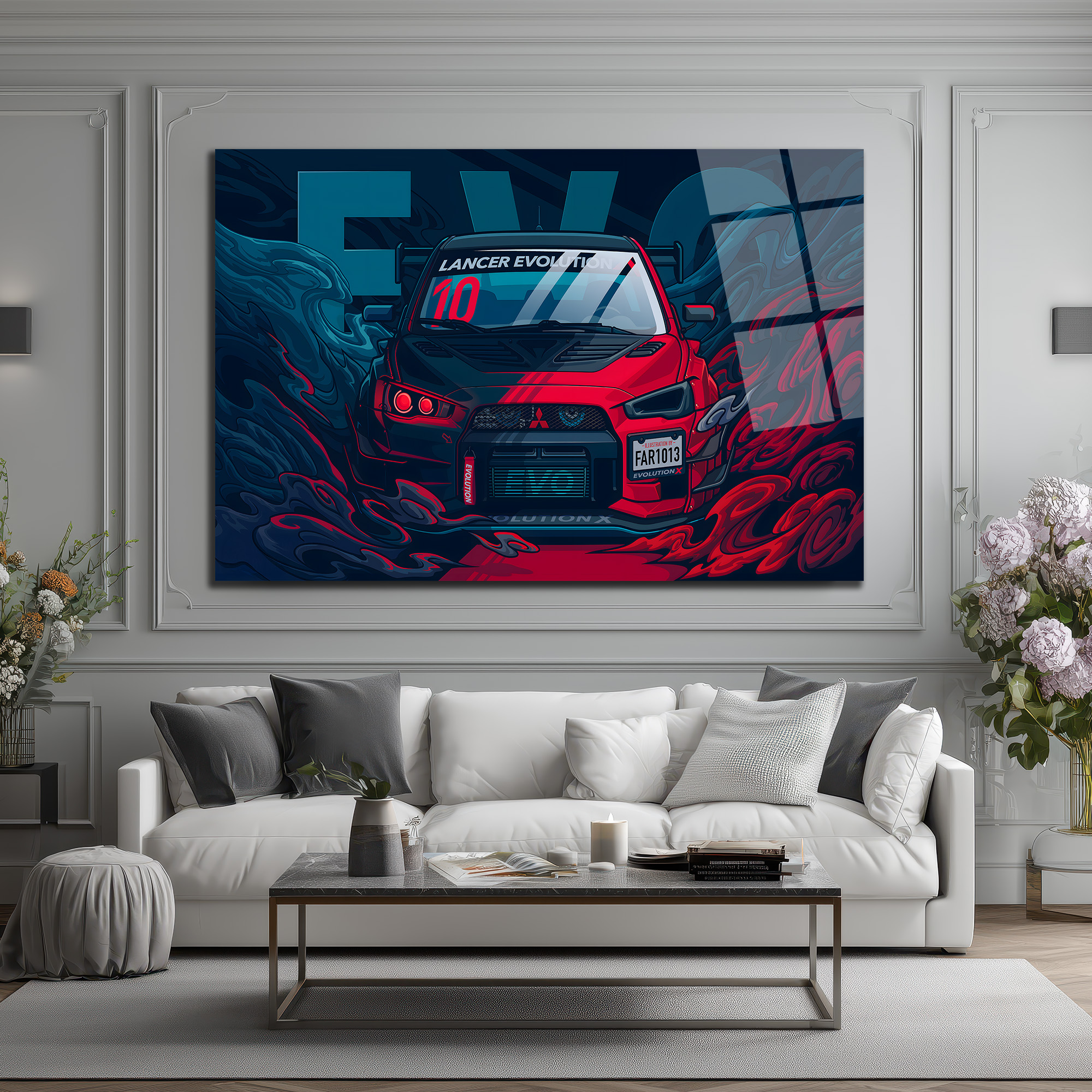 Lancer Evolution X Cam Tablo: Hızın ve Gücün Sanatsal Yansıması Duvar Dekoru Lancer Evolution X Cam Tablo: Hızın ve Gücün Sanatsal Yansıması